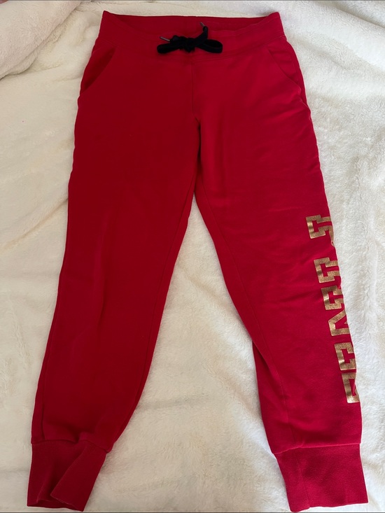 PINK Victoria's Secret Pants - PINK Victoria's Secret Red Kids Sweatpants with Gold Side Logo